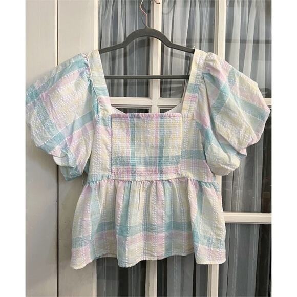 NWT Old Navy 2X Plaid Babydoll Style Top - Picture 4 of 4